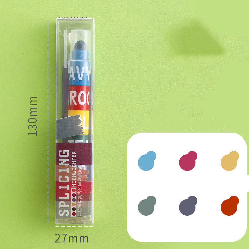 Solid Highlighter Highlight Highlighter Marker 6-color Color Marker Pen