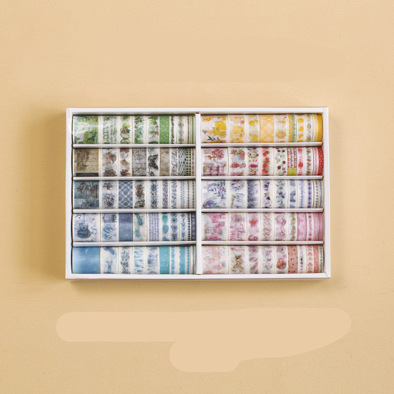 100 Rolls Of Hand Account Tape Antique Characters And Paper Tape Cute Color Salt Hand Account Material Spree Set