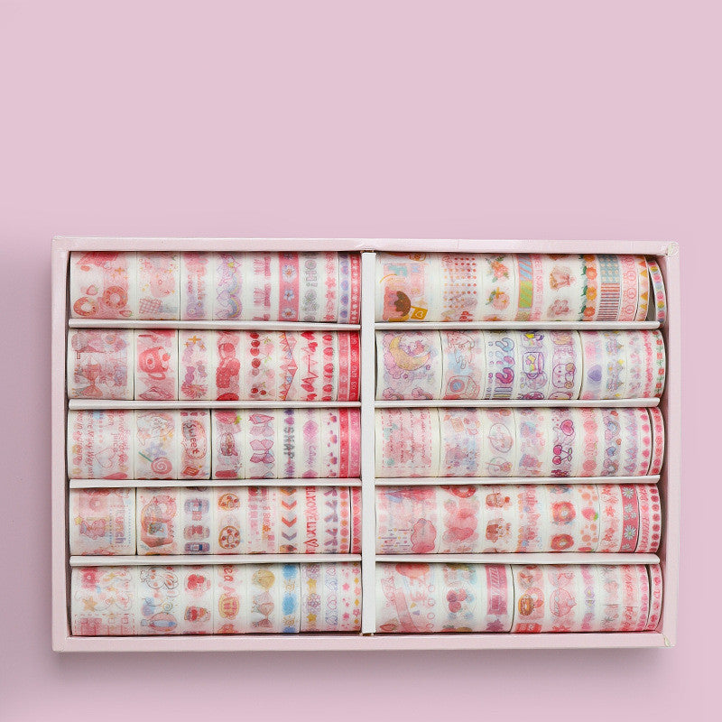 100 Rolls Of Hand Account Tape Antique Characters And Paper Tape Cute Color Salt Hand Account Material Spree Set
