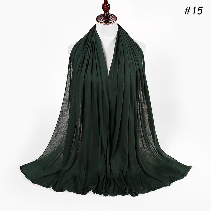 30-color New Single-color Single-color Female Headscarf Baotou Jersey Autumn And Winter Cotton Scarf Wholesale