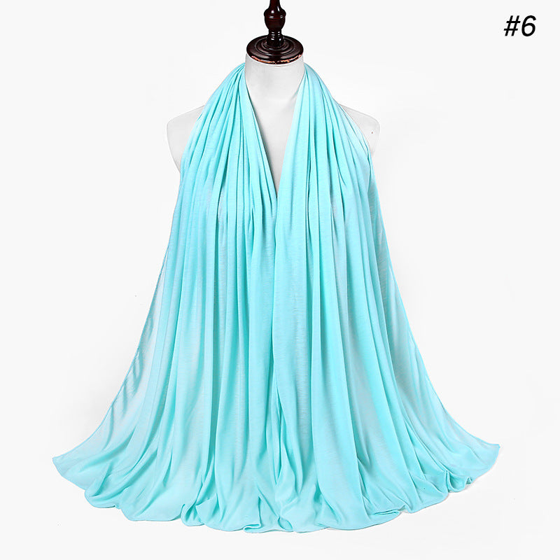 30-color New Single-color Single-color Female Headscarf Baotou Jersey Autumn And Winter Cotton Scarf Wholesale