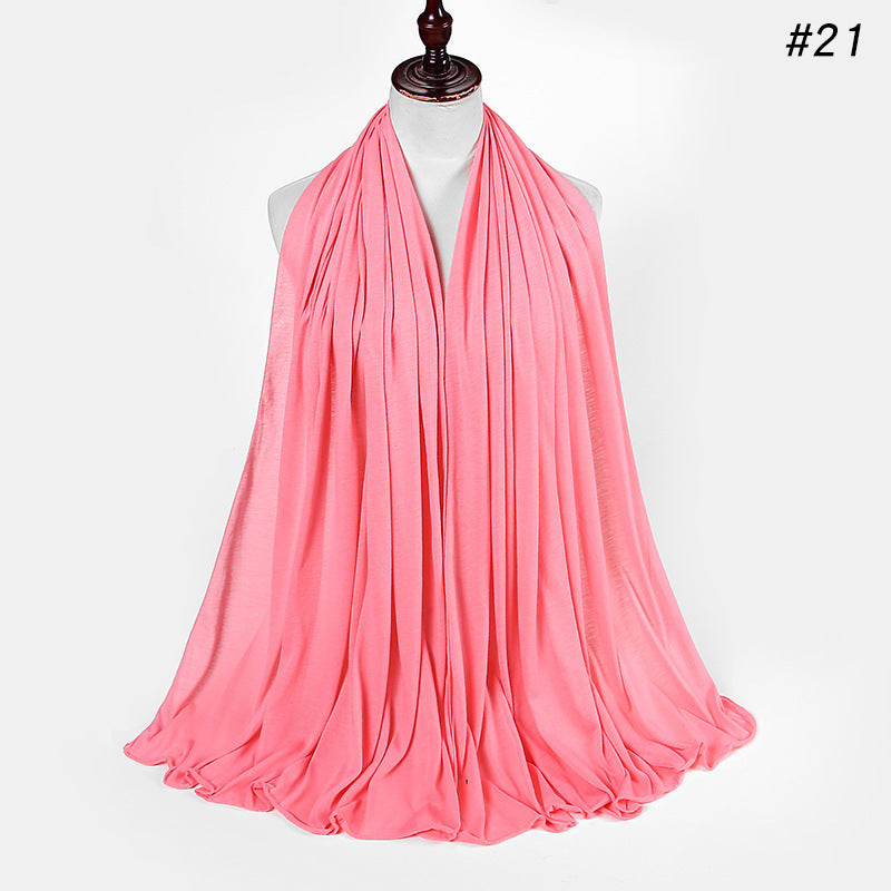 30-color New Single-color Single-color Female Headscarf Baotou Jersey Autumn And Winter Cotton Scarf Wholesale