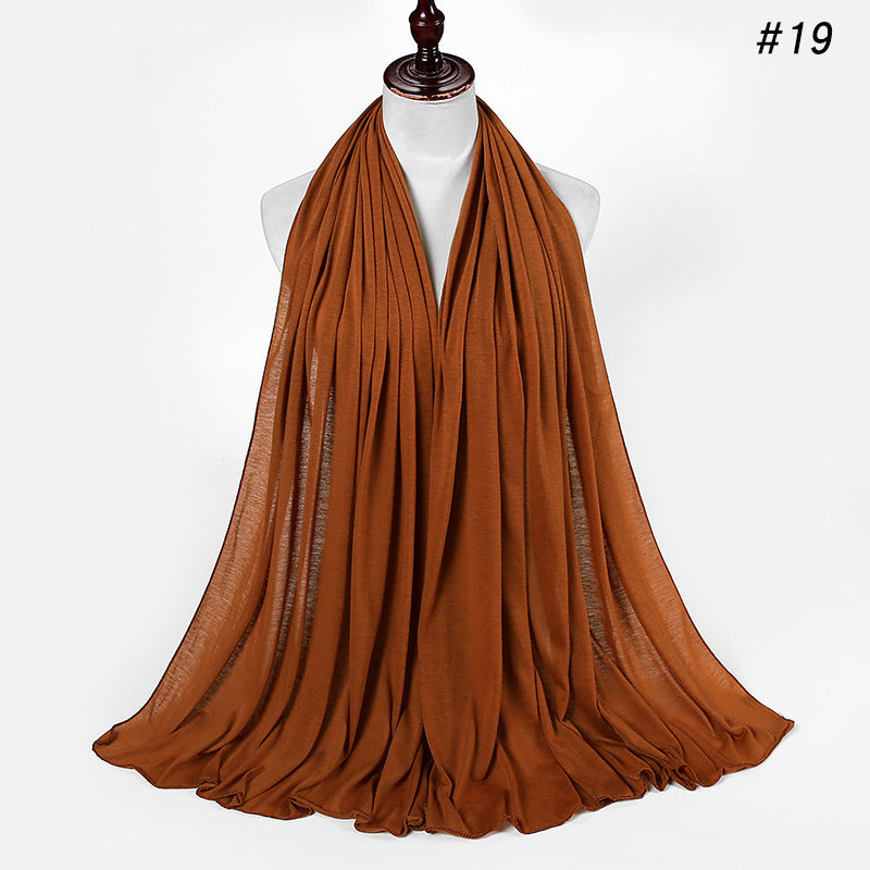 30-color New Single-color Single-color Female Headscarf Baotou Jersey Autumn And Winter Cotton Scarf Wholesale