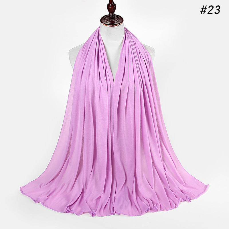 30-color New Single-color Single-color Female Headscarf Baotou Jersey Autumn And Winter Cotton Scarf Wholesale