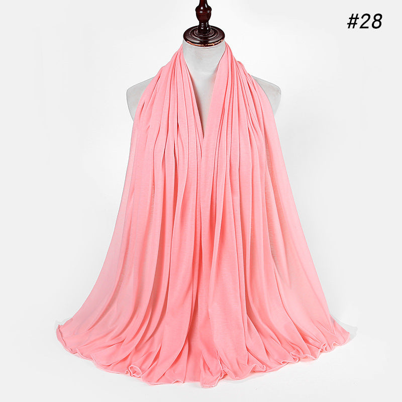30-color New Single-color Single-color Female Headscarf Baotou Jersey Autumn And Winter Cotton Scarf Wholesale