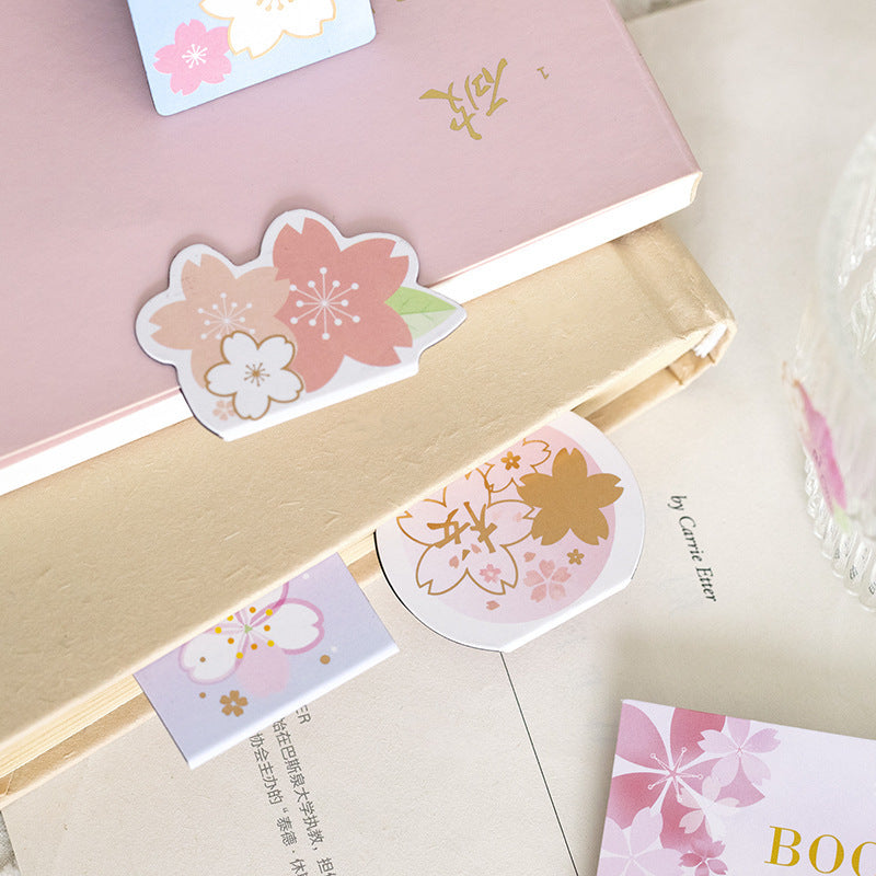 Yanji Magnetic Bookmarks Falling Sakura Series Cute Girl Gift Book Folder Fridge Magnet 4 Styles