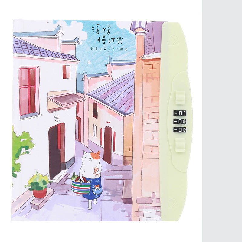Children'S Codebook With Lock Notebook Cartoon Student Diary Book Korean Version Small  And Cute Note