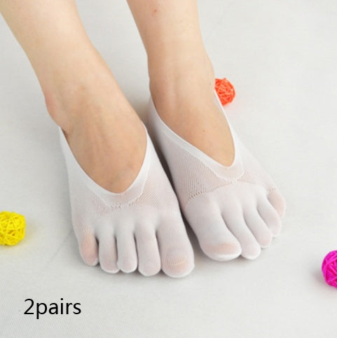 Four Seasons Ultra-Short And Thin Glue Split-Toe Five-Finger Socks Women'S Shallow Mouth
