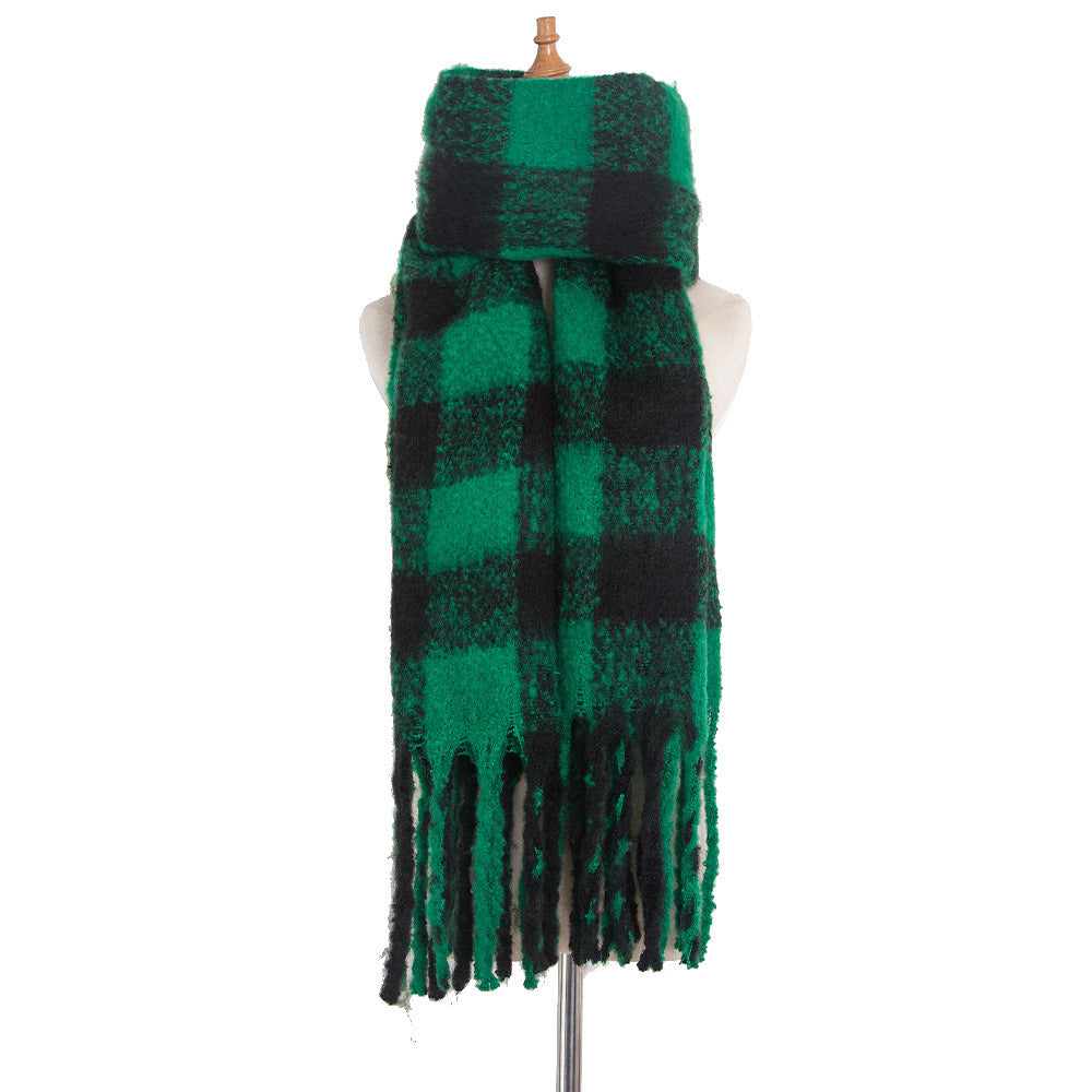 Women's Striped Thick Thick Tassel Scarf