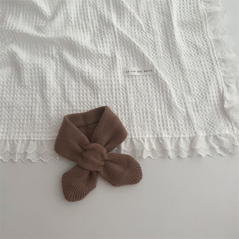 Korean Version Of Solid Color Knitted Cross Small Scarf