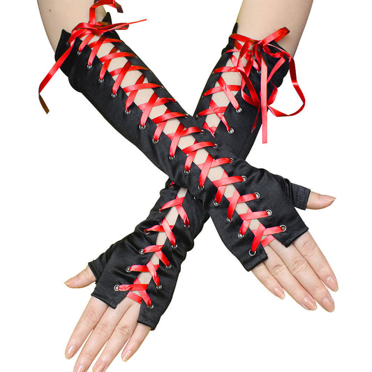 European And American Satin Punk Gloves