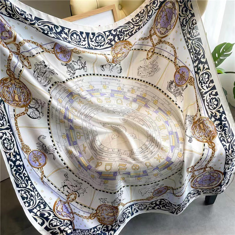 Women's Square Scarf Cashew Satin Print