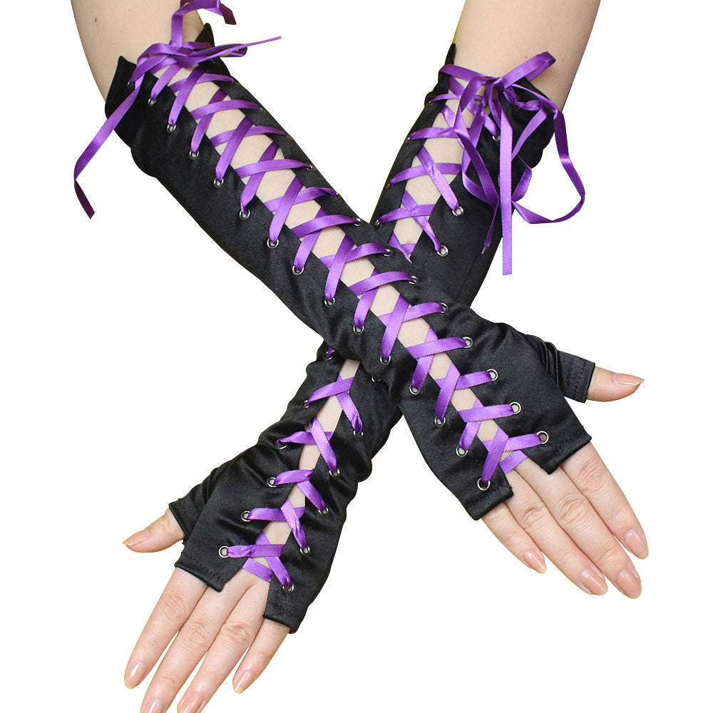 European And American Satin Punk Gloves