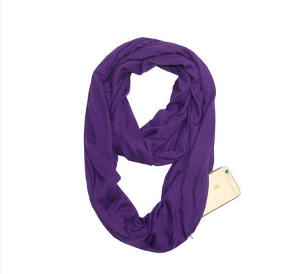 Zipper pocket solid color collar