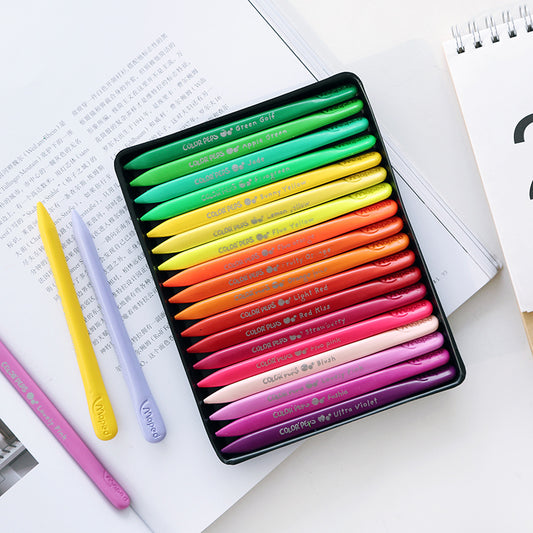 24 color plastic crayons