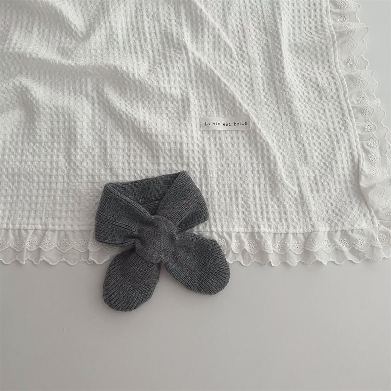 Korean Version Of Solid Color Knitted Cross Small Scarf