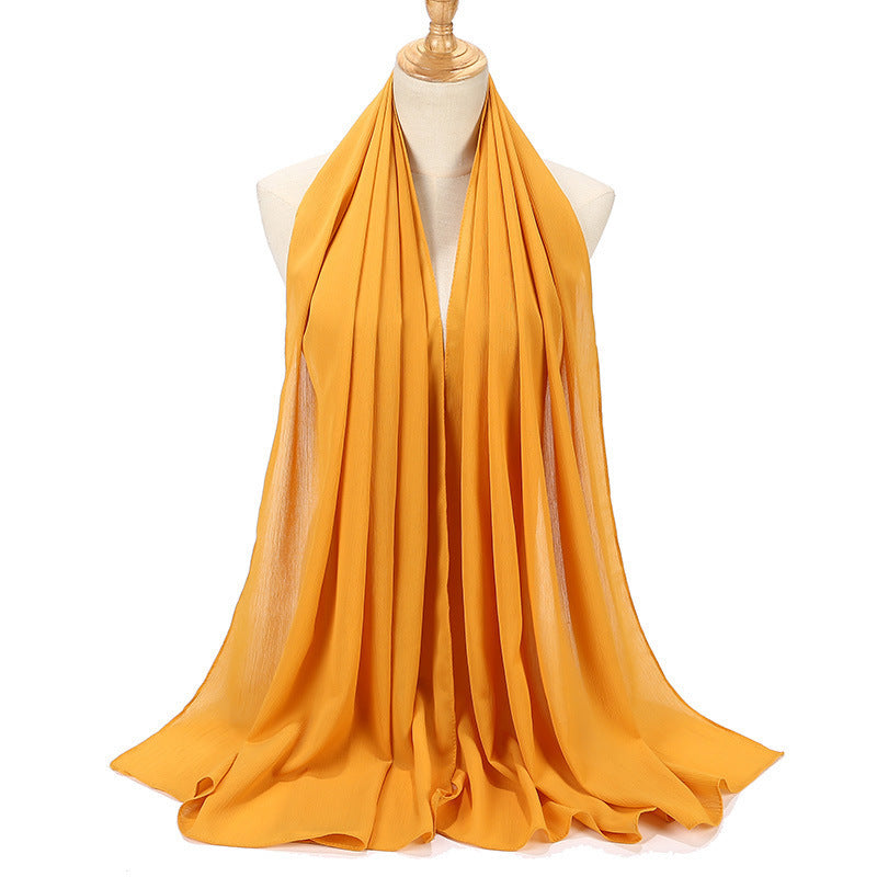 Natural Wrinkle Monochrome Chiffon Scarf Breathable Pleated Women's Toe Cap Scarf