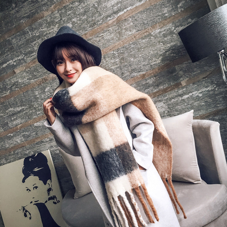 Women's Korean-style Long Scarf Shawl Autumn And Winter New Warm Thickened Tassel