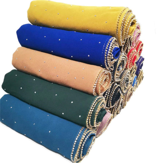 Summer Chiffon 70X180cm Pearl Beaded Scarf