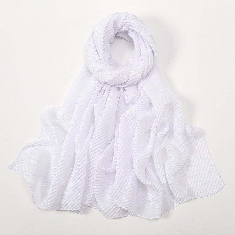 Pure Color Crumpled Polyester Soft Women's Casual Scarf