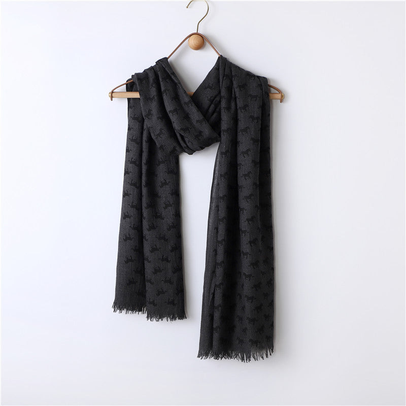 Solid Color Neutral Loose Beard Polyester-cotton Pony Print Loose Beard Tassel Men's Scarf