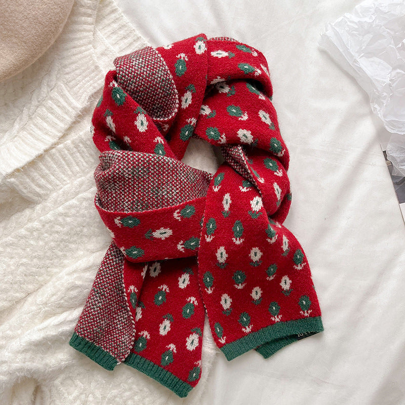 Fashion Printed Wool Warm Scarf Women's Dual Use