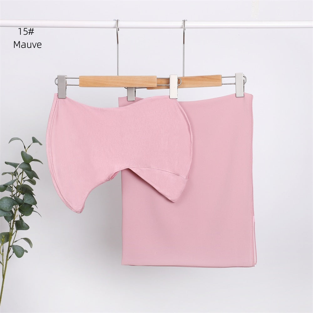 Modal Solid Color Breathable Fits Cap Pearl Chiffon Scarf