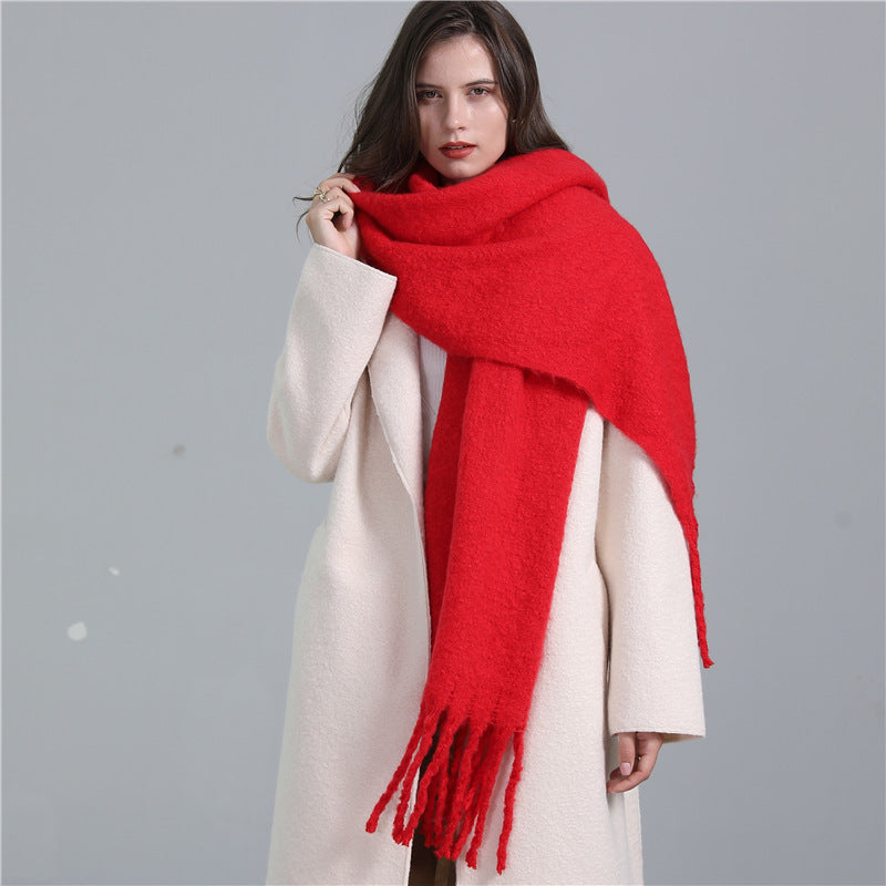 Extended Scarf Winter Cashmere-like Warm All-matching Solid Color Scarf