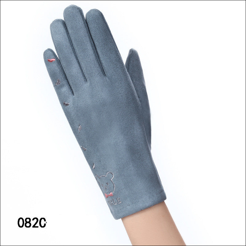 Touch screen gloves winter windproof suede