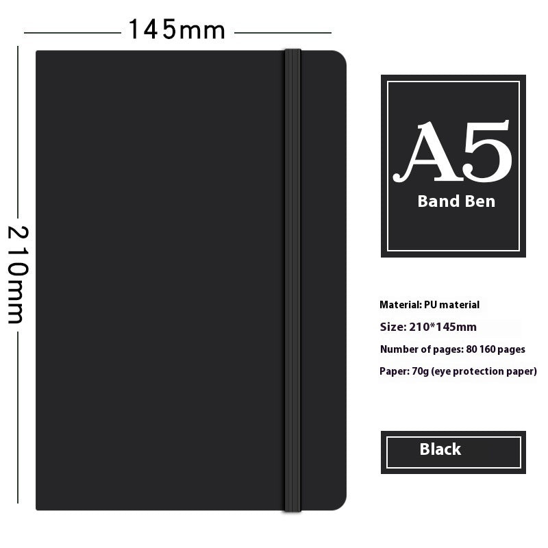 A5 Strap Notebook Pen Insert Leather Surface