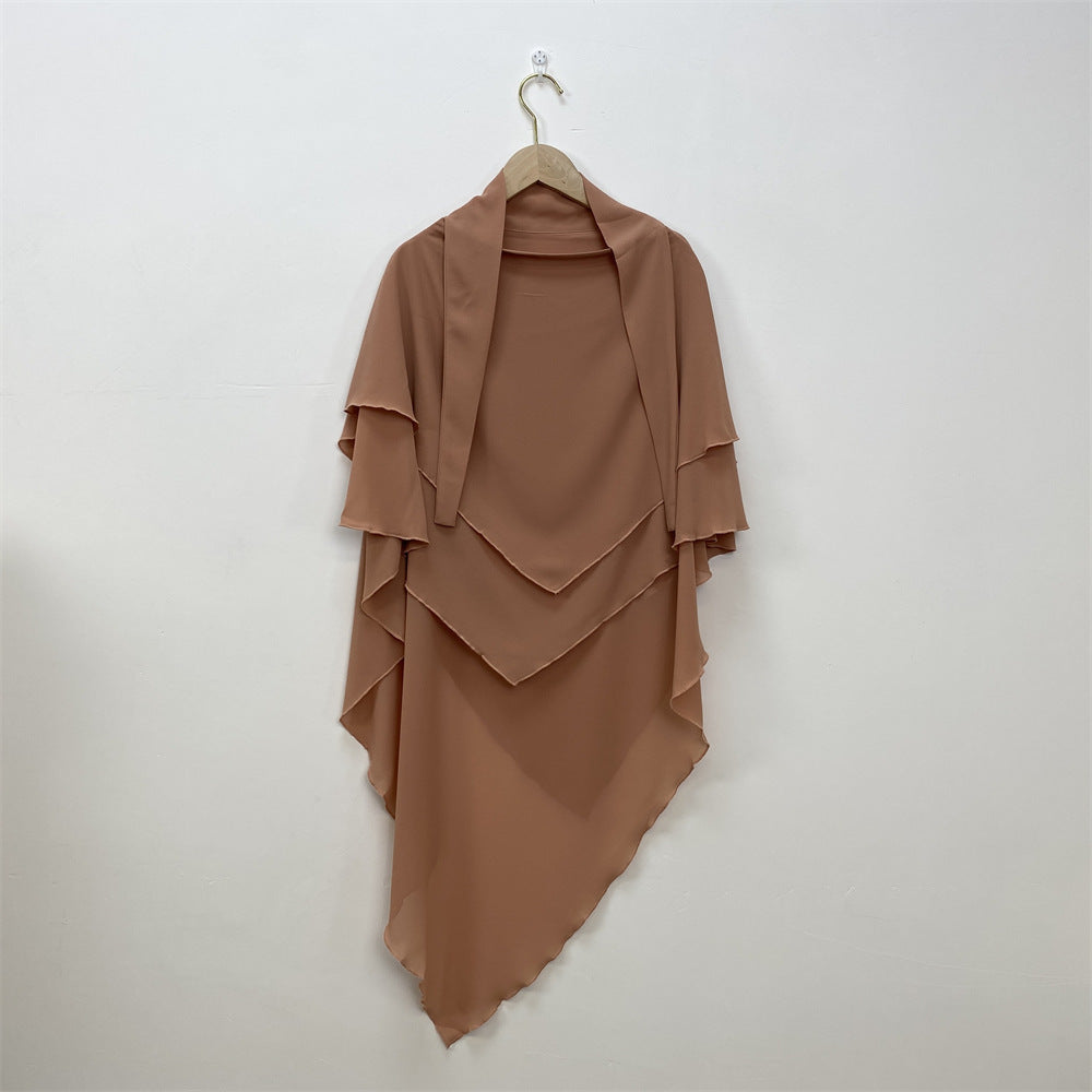 Solid Color Chiffon Turban Solid Color Double Layer