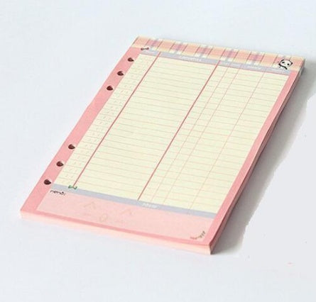 A5 A6 Colored Diary Binder Filler Paper