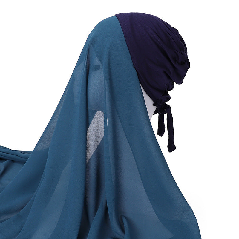 Pearl Chiffon With Elastic Bottoming Hood Scarf
