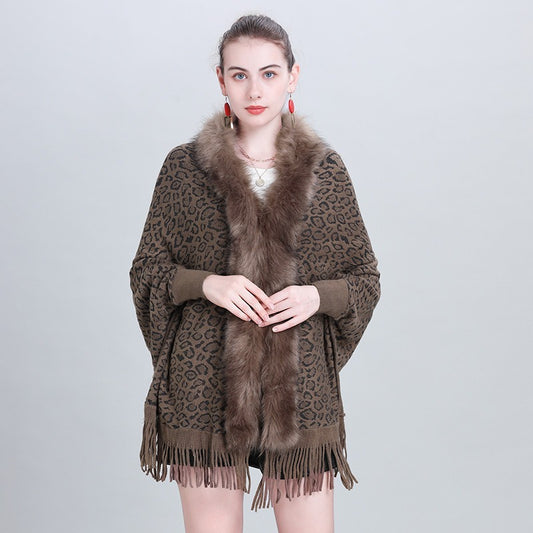 Autumn And Winter New Scarf Faux Fur Collar Knitted Shawl