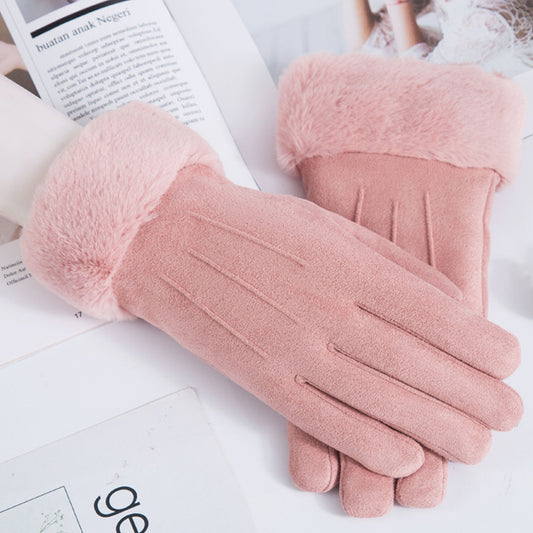 Touch screen gloves winter windproof suede