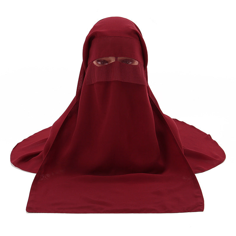 Chiffon Headscarf Mask Sun-proof Set