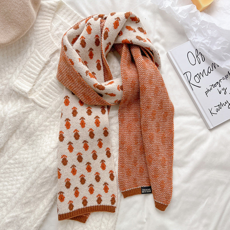 Fashion Printed Wool Warm Scarf Women's Dual Use