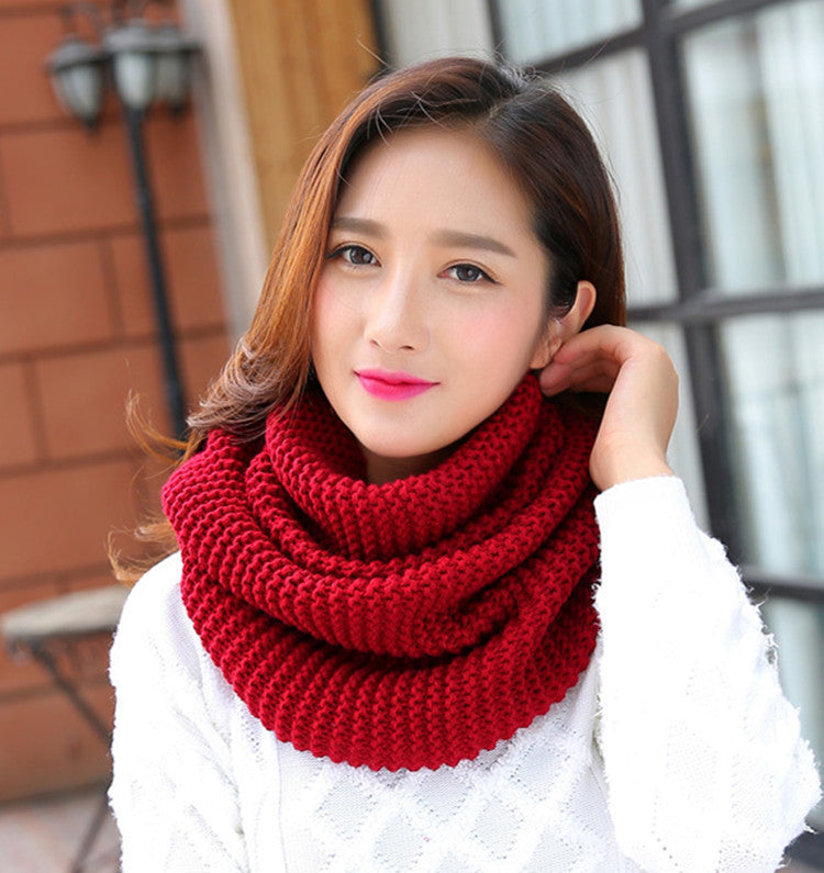 Wool Knitted Scarf Warm And Thick Solid Color