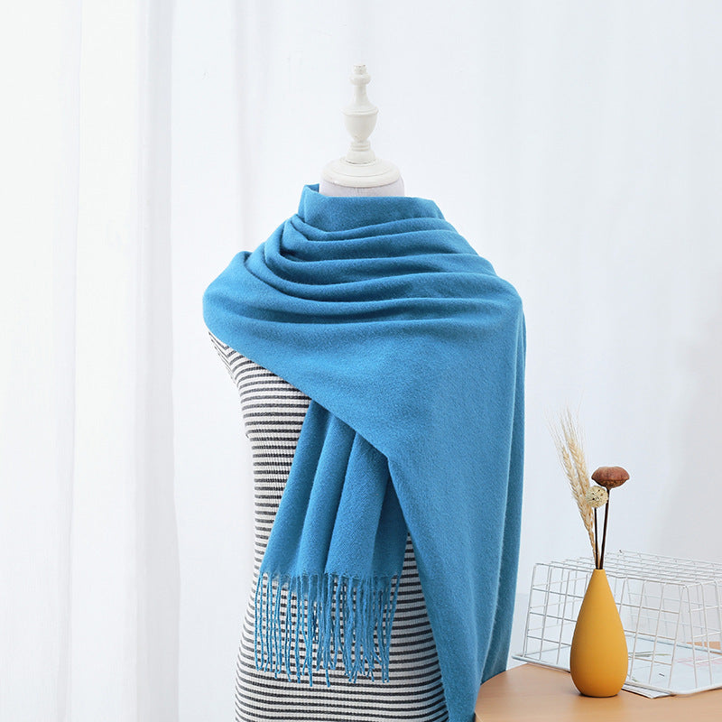 Solid Colored Long Towel Thickened For Warmth