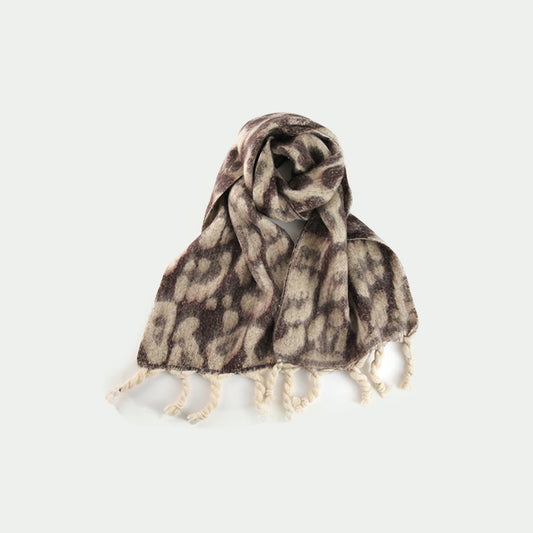 Classic Hand Knotted Fringed Leopard Scarf