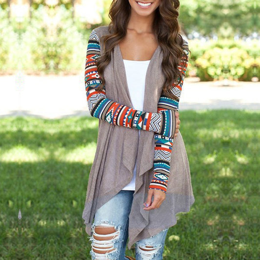 Sell fashion stitching loose casual irregular mesh coat