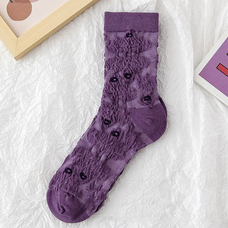 Pure Cotton Spring And Autumn Japanese Retro Floral Fashion Personality Outside The Long Socks Female