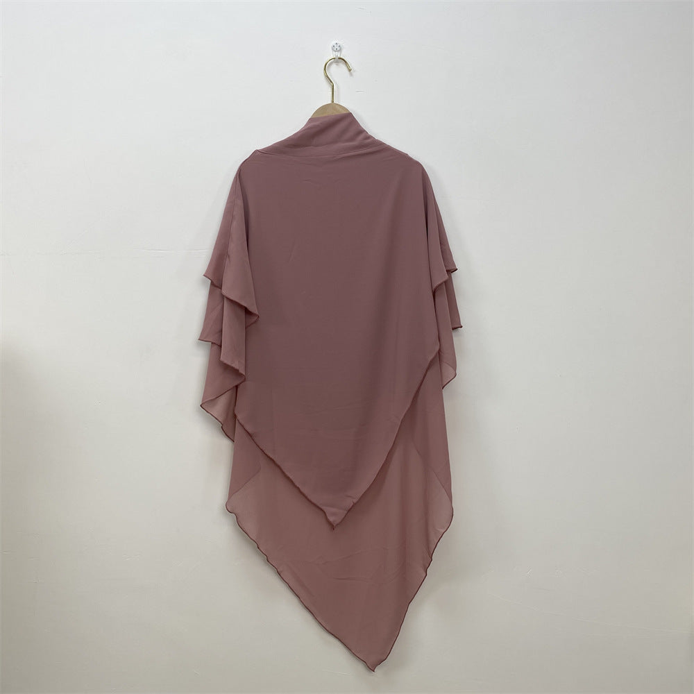 Solid Color Chiffon Turban Solid Color Double Layer