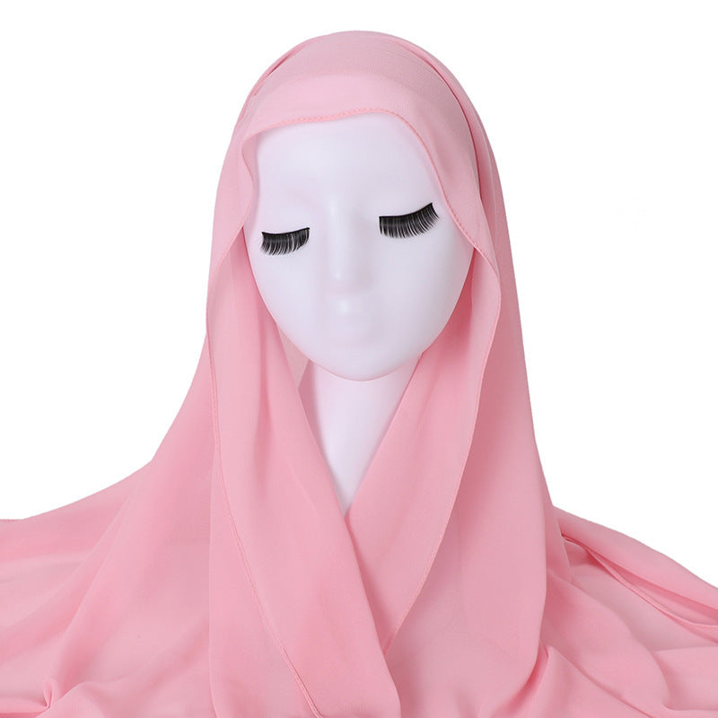 Pearl Chiffon With Elastic Bottoming Hood Scarf
