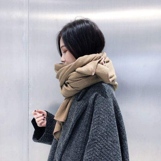 Women's Versatile Fashion Solid Color Knitted Woolen Scarf