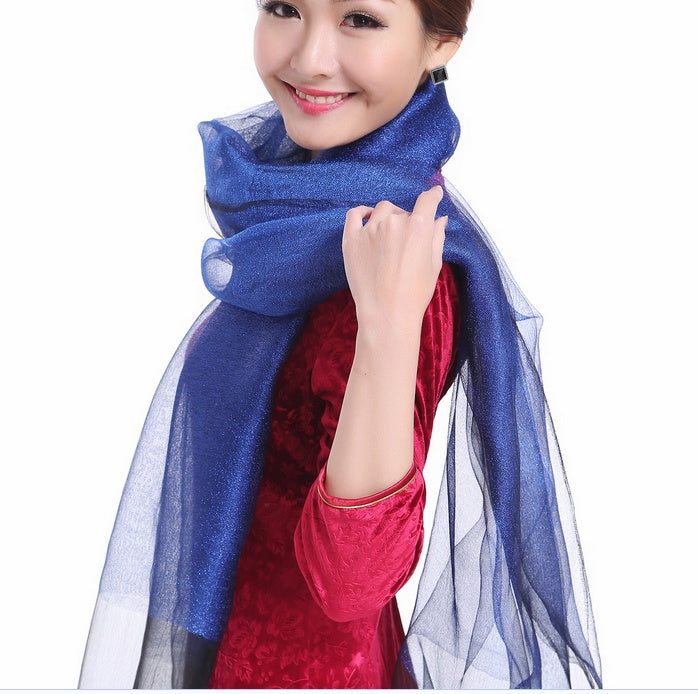 Women's Solid Double Organza Fringe Scarf Shawl