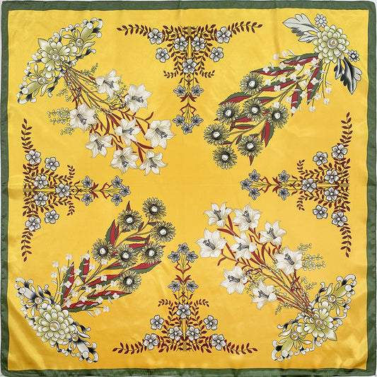 Silk Printed Square Scarf In Europe And America