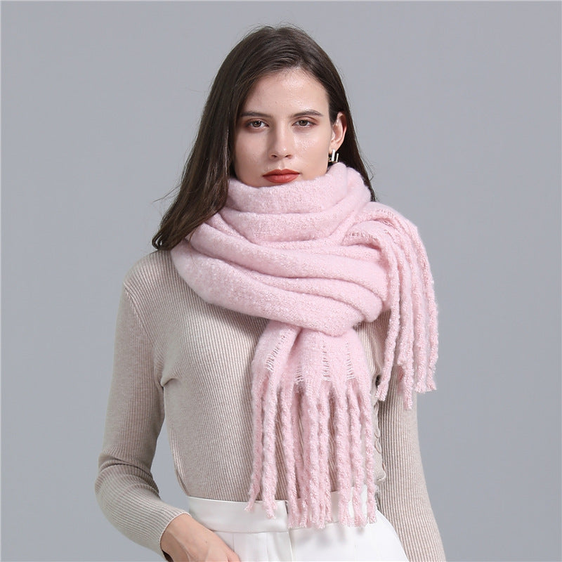 Extended Scarf Winter Cashmere-like Warm All-matching Solid Color Scarf