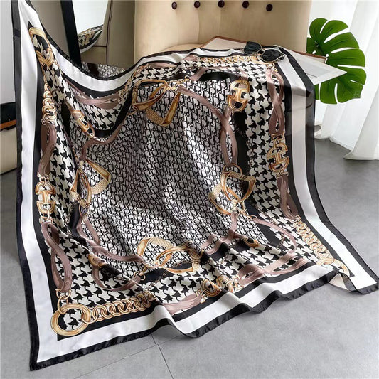 Women's Square Scarf Cashew Satin Print