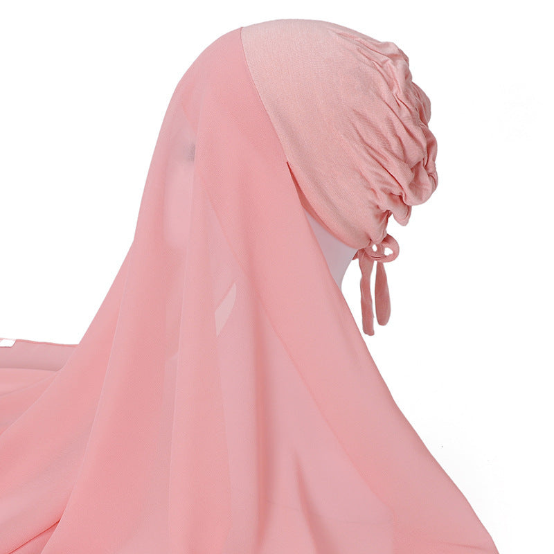 Pearl Chiffon With Elastic Bottoming Hood Scarf